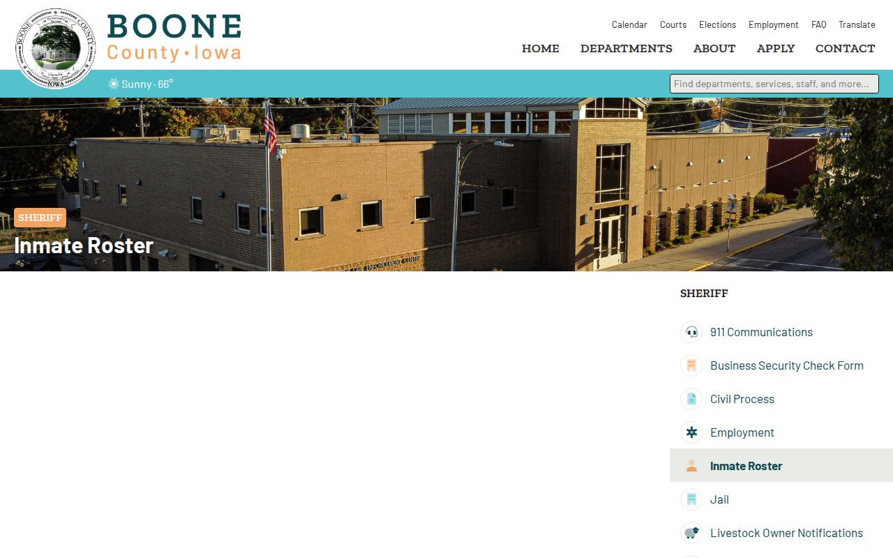 Boone County arrest records inmate roster interface