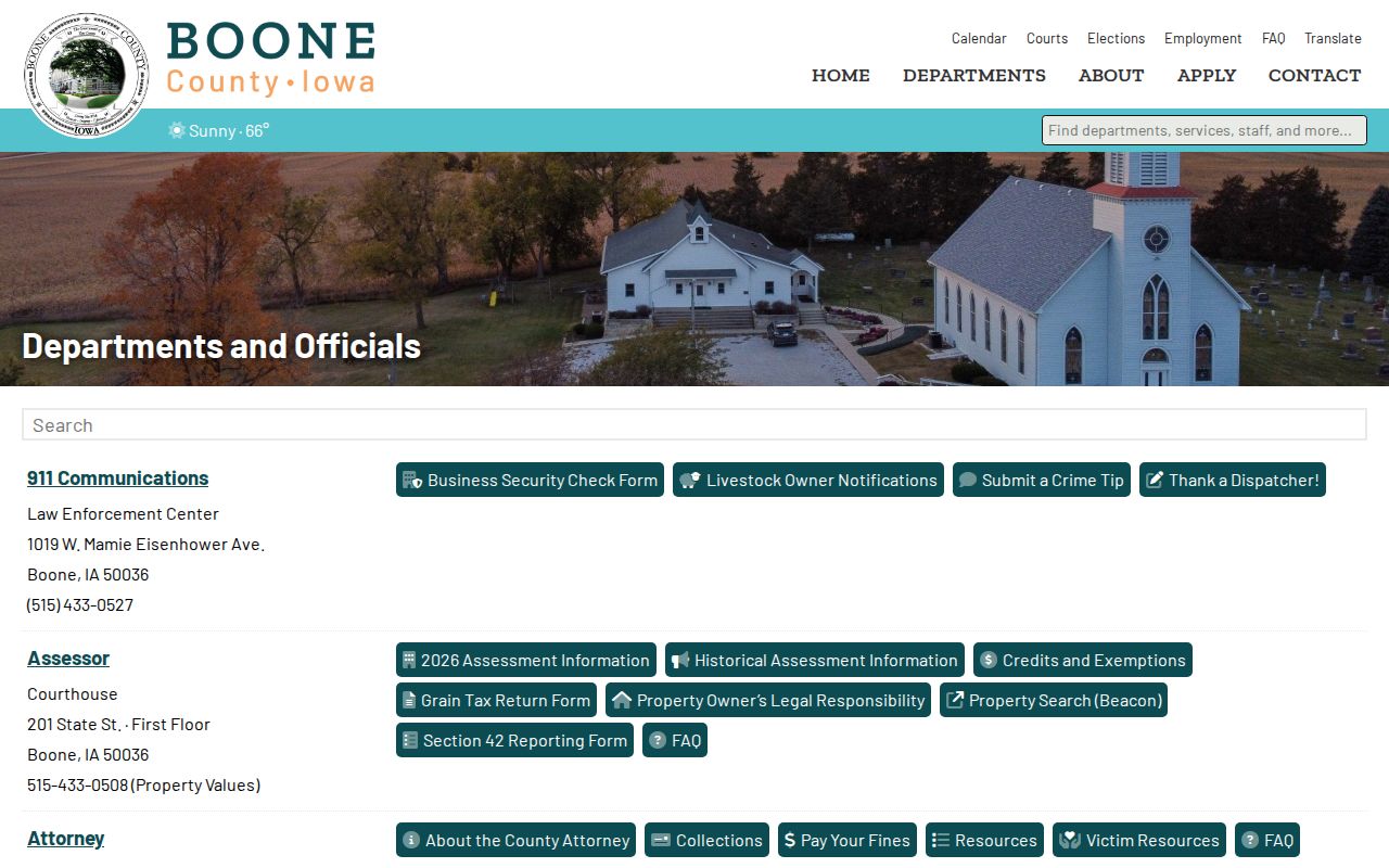 Boone County criminal record office department directory