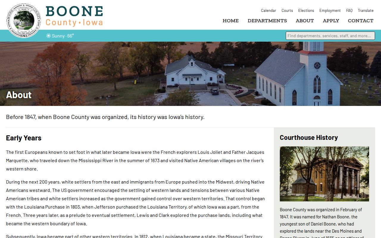 Boone County criminal court record courthouse history page