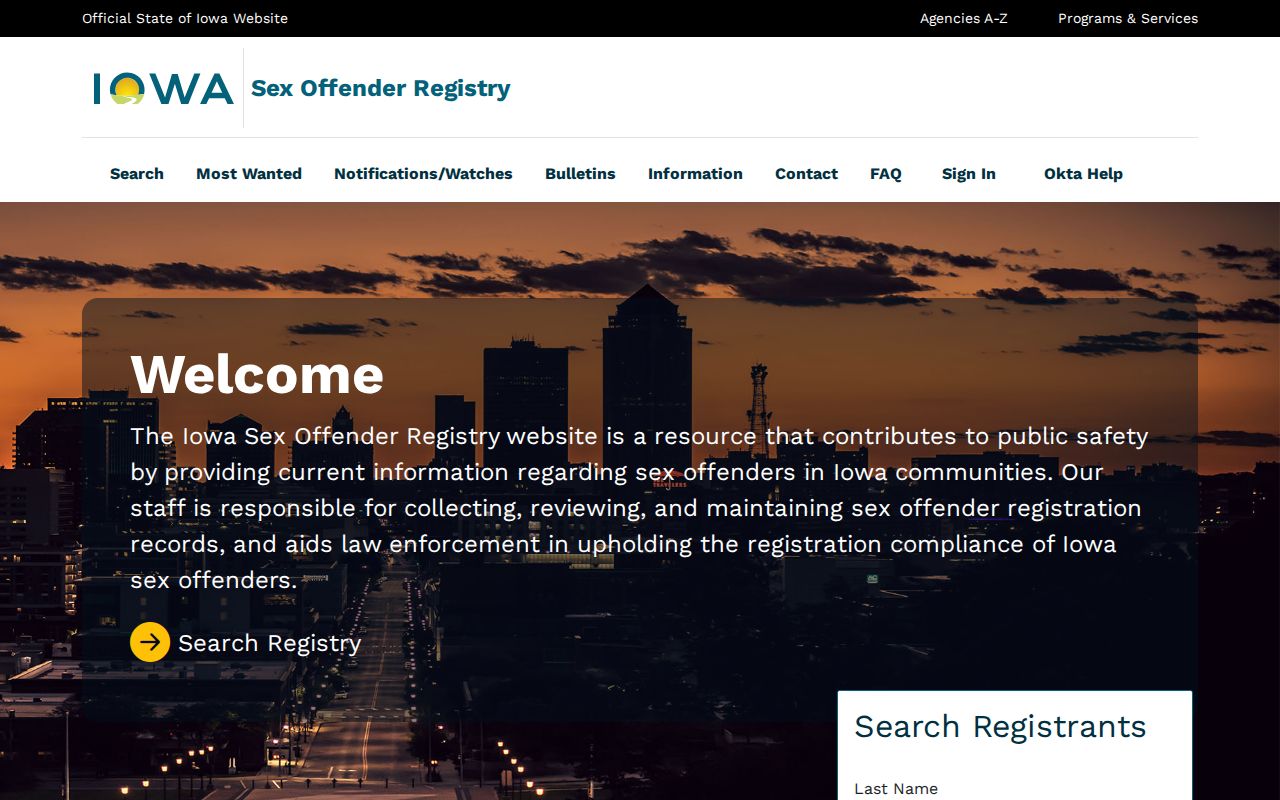 Iowa registry search used for a Boone County sex offender lookup